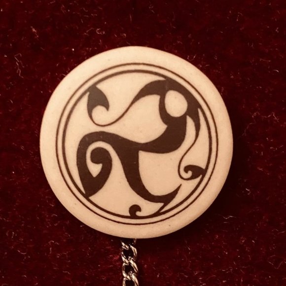 Hand-crafted Porcelain Celtic Lapel Pin or Tie Tack, Spiral Symbol, NWOT - Picture 2 of 6
